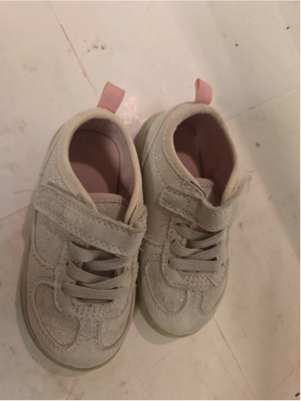 Baby Girl Carter's Beige and Pink Sneakers Size 6